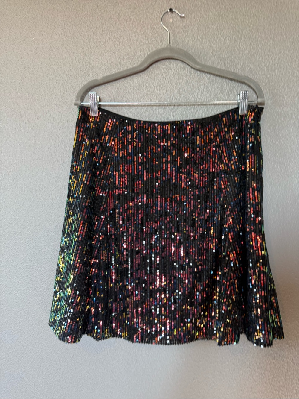 Sequin Black Pleated Mini Skirt
